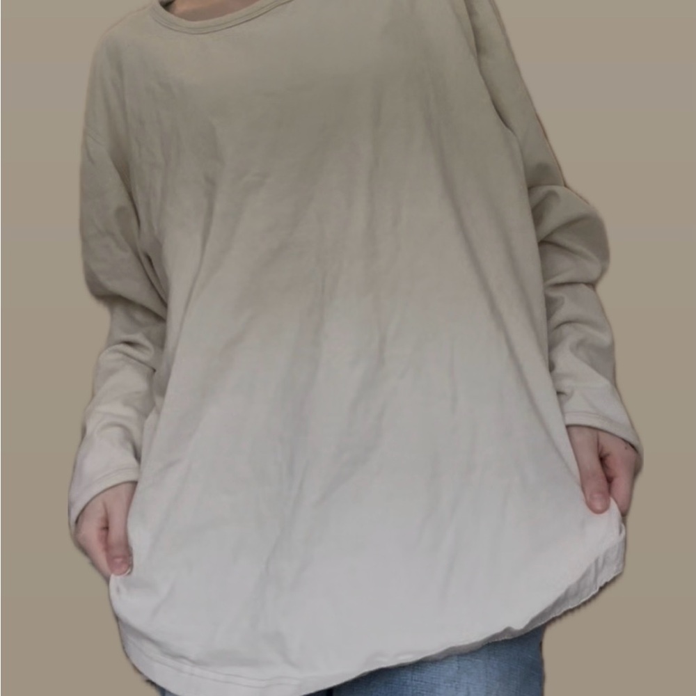 Casual Beige Long Sleeve Top